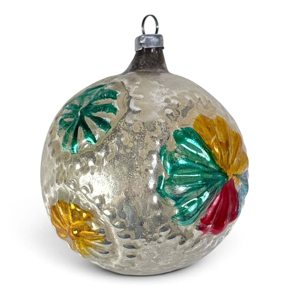 Vintage 2.5" West Germany Bumpy Embossed Mercury Glass Christmas Ornament Flower